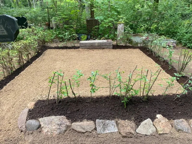 Neglected grave before and after restoration — After