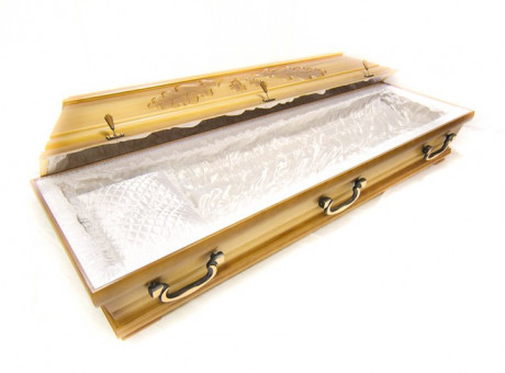 Natural wood coffin