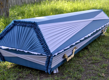 Casket with luxurious draperies