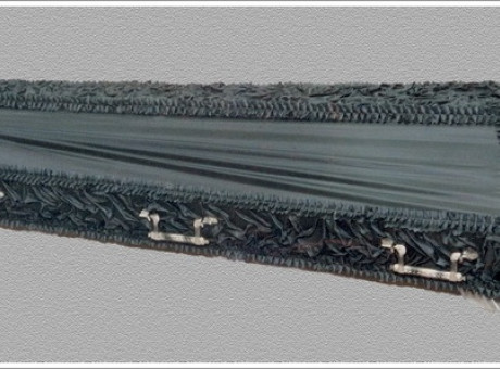 Dark gray draped coffin