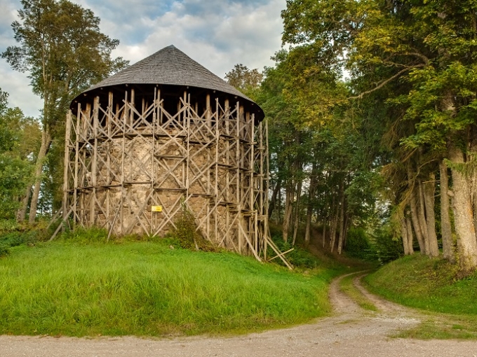 Mujānu viduslaiku pilsdrupas un Baltais tornis Logo