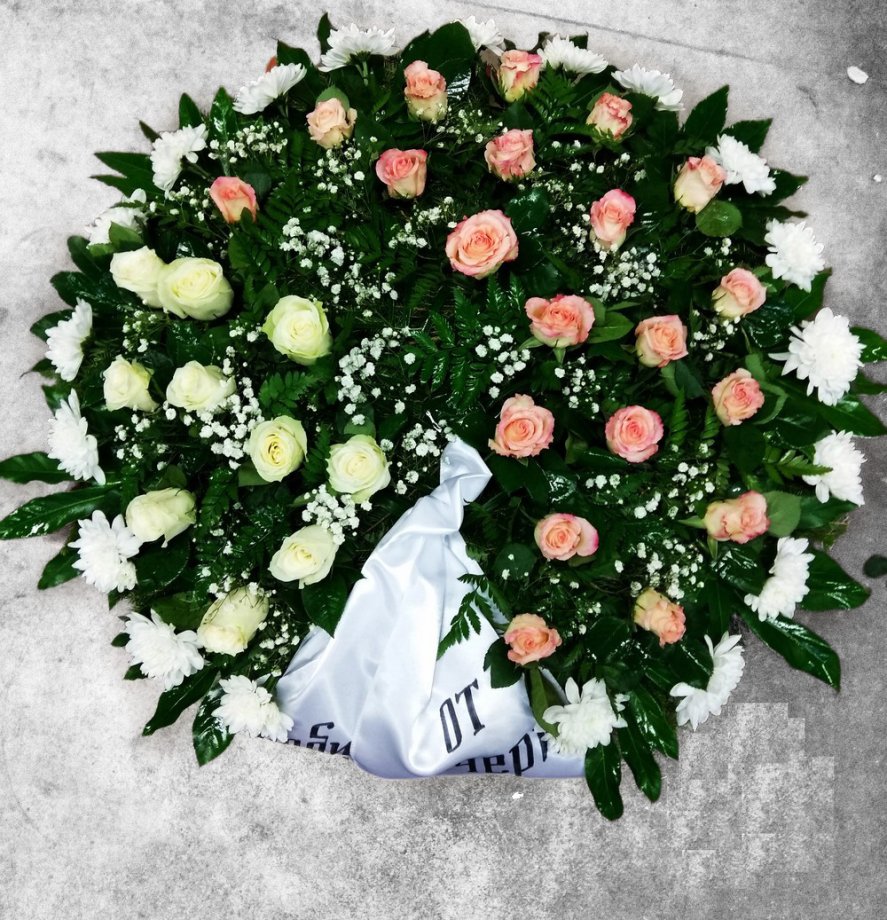 Funeral wreath with roses