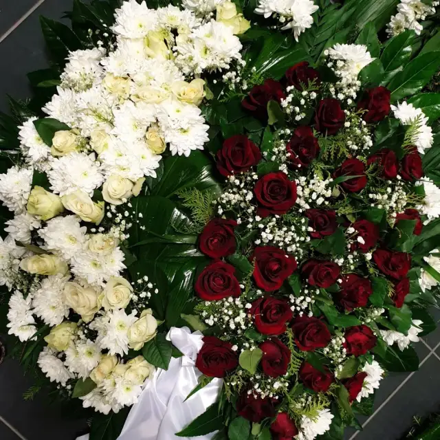 Funeral wreath with roses