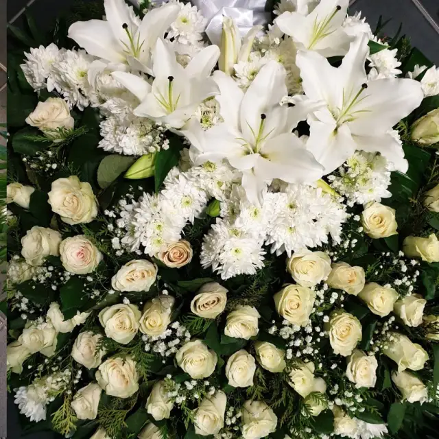 Funeral wreath with lilies