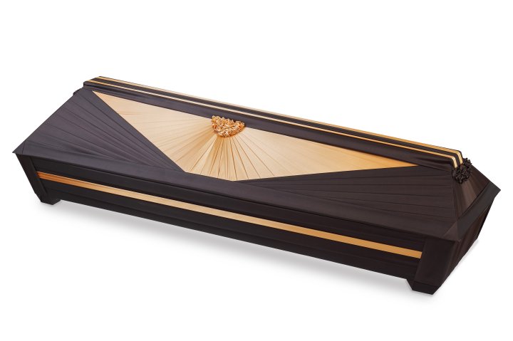 Draped coffin in brown colour