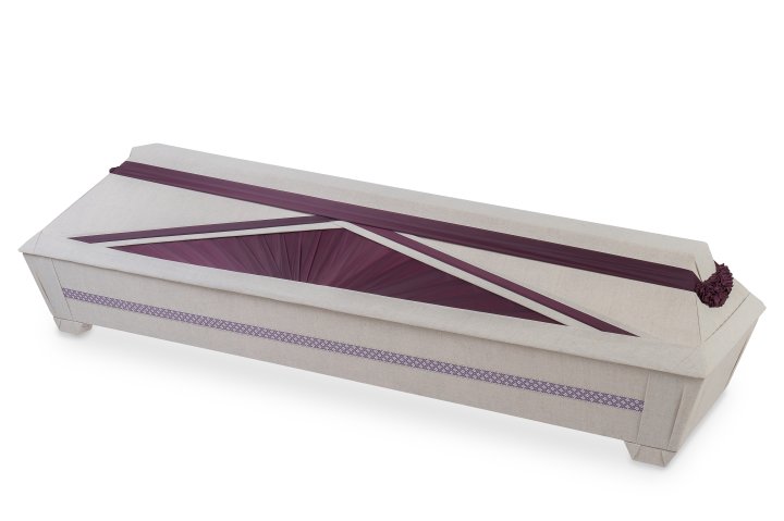 Linen-draped coffin