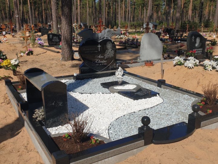 Благоустройство места захоронения гранитным памятником в форме сердца