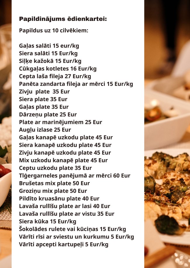 Pamatēdienkarte bēru mielastam