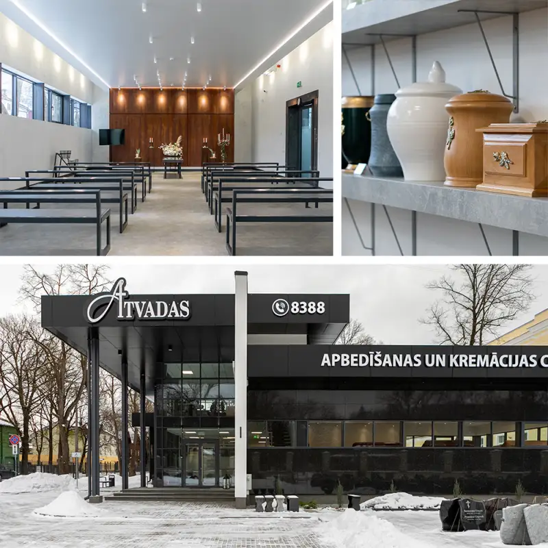Atvadas.lv - Ceremoniju zāle Galvenā ieeja un bēru piederumi