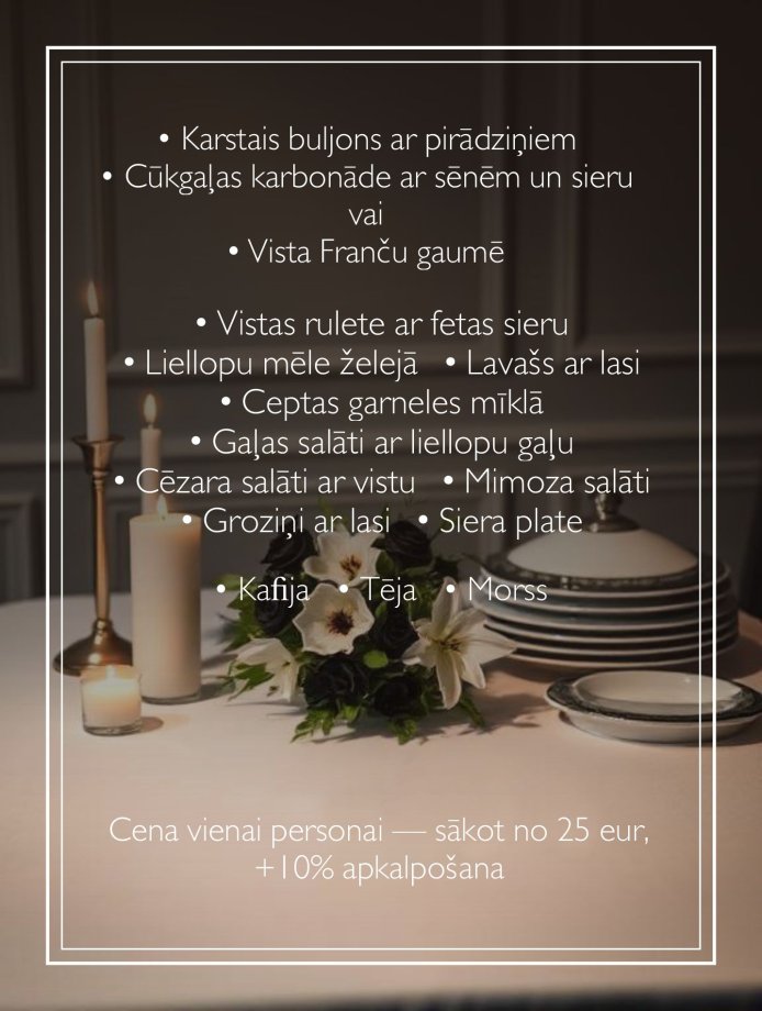 Bēru mielasta ēdienkarte Bolderājā 25 eur