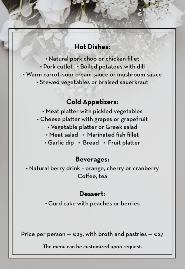 Funeral Repast Menu