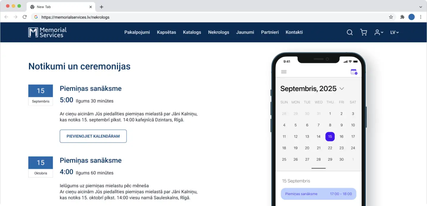Piemiņas lapas notikumi Google Kalendārā Piemiņas lapas notikumi Google Kalendārā